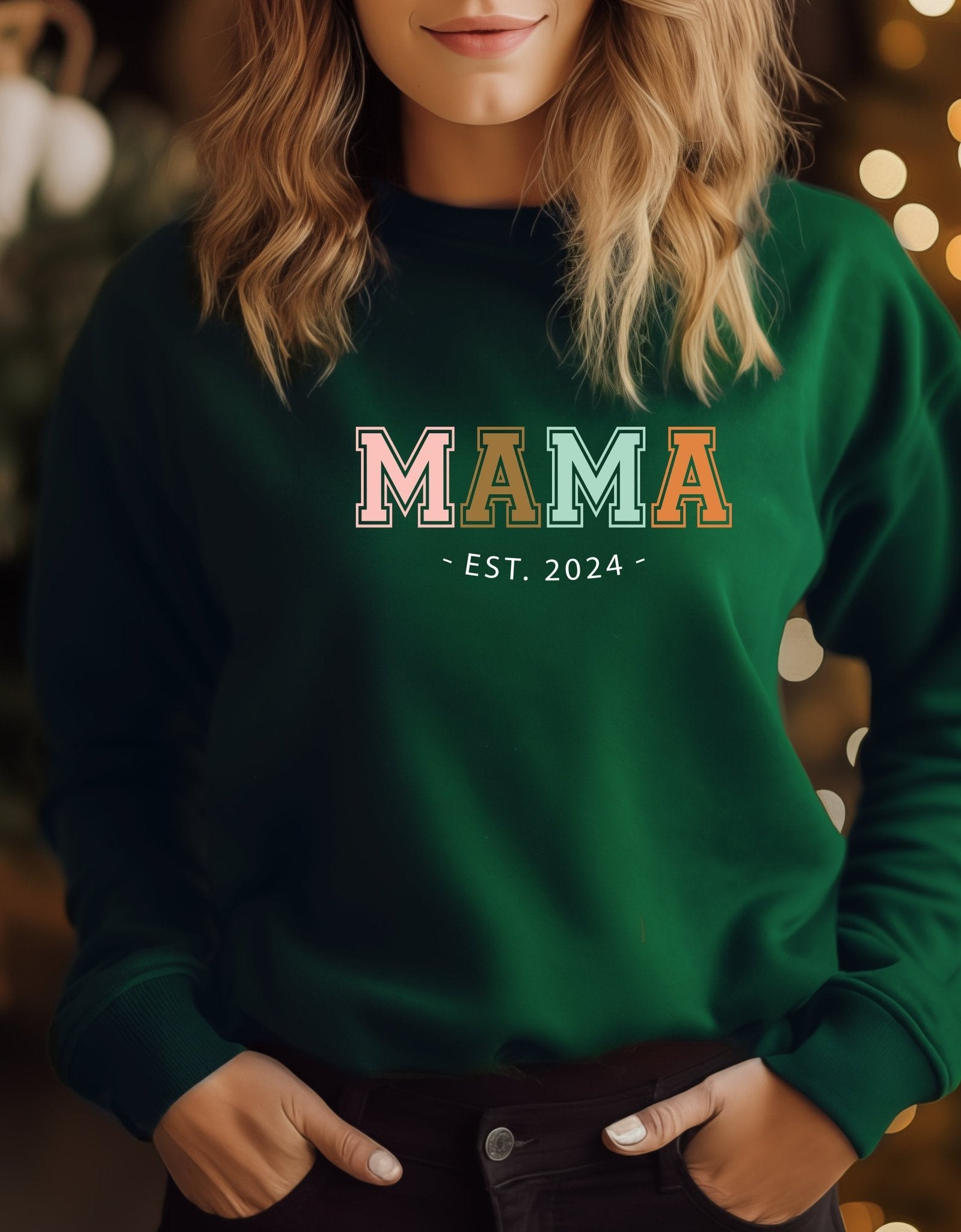 Mama mother's day crew neck sweatshirt - BoundlessLoveStore - X-Small - Jade - Custom Mom Sweater - Custom Mum Jumper