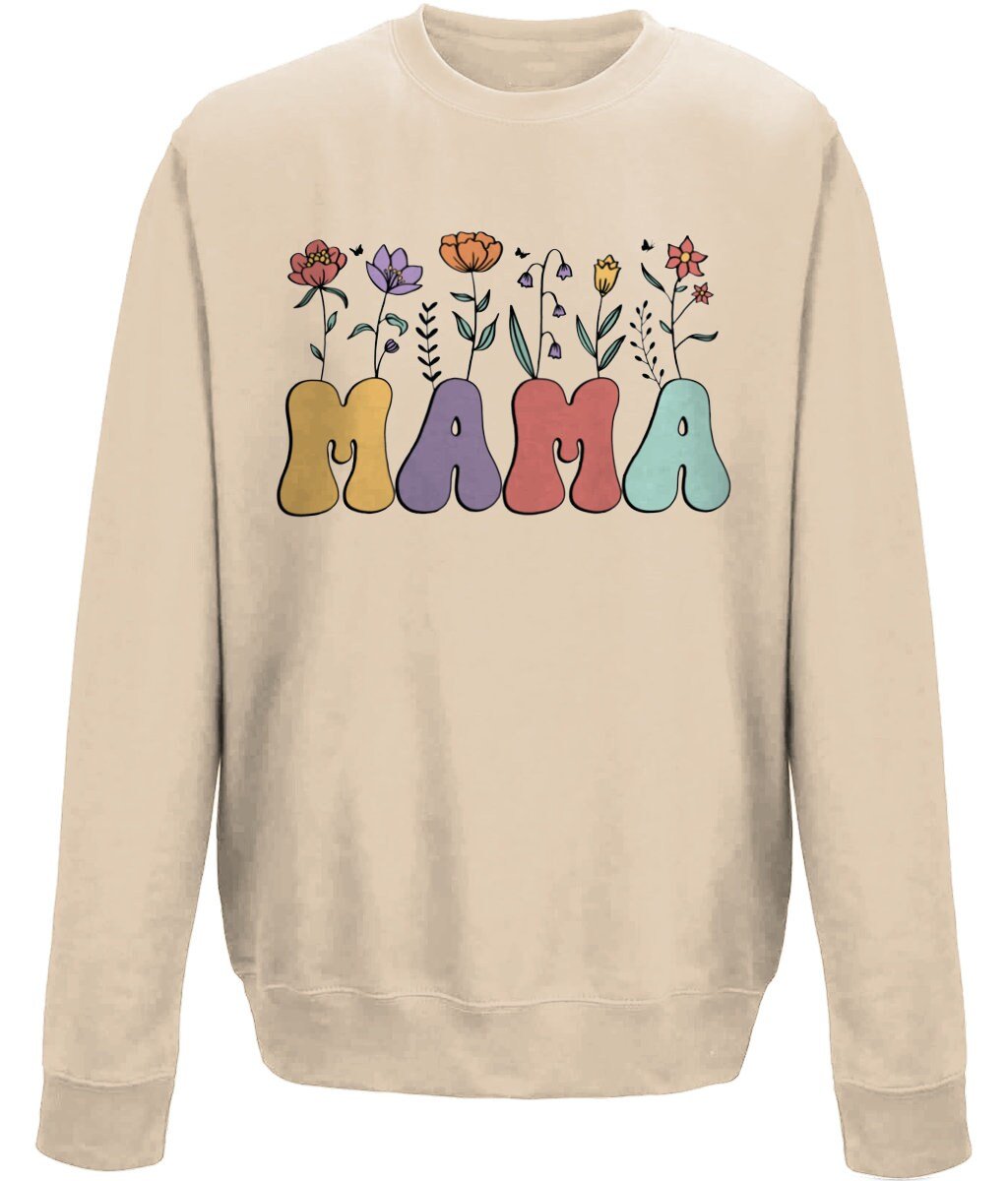 Mama mother's day crew neck sweatshirt - BoundlessLoveStore - X-Small - Nude - Custom Mom Sweater - Custom Mum Jumper