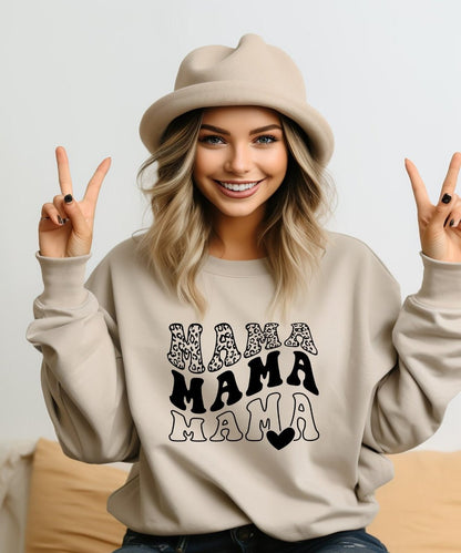 Mama mother's day crew neck sweatshirt - BoundlessLoveStore - X-Small - Nude - Custom Mom Sweater - Custom Mum Jumper