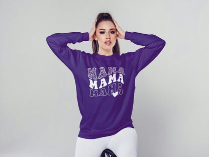 Mama mother's day crew neck sweatshirt - BoundlessLoveStore - X-Small - Purple - Custom Mom Sweater - Custom Mum Jumper