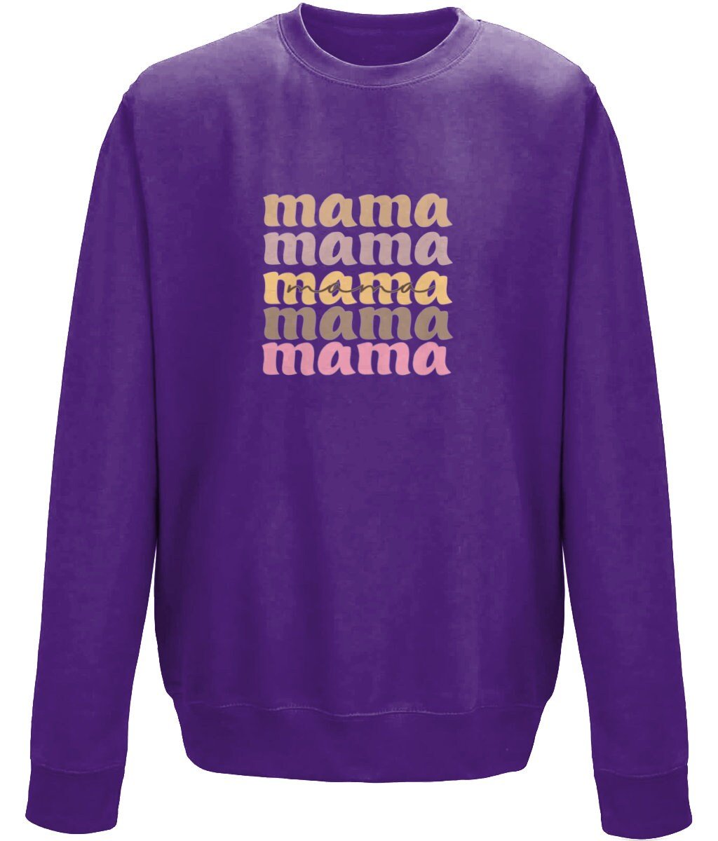 Mama mother's day crew neck sweatshirt - BoundlessLoveStore - X-Small - Purple - Custom Mom Sweater - Custom Mum Jumper