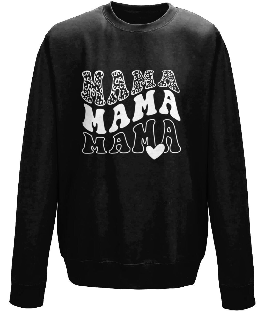 Mama mother's day crew neck sweatshirt - BoundlessLoveStore - X-Small - Black - Custom Mom Sweater - Custom Mum Jumper