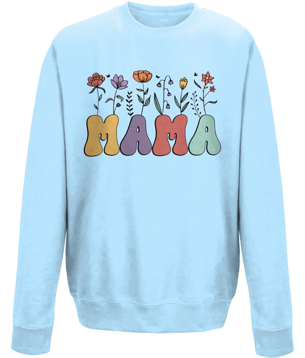 Mama mother's day crew neck sweatshirt - BoundlessLoveStore - X-Small - Sky Blue - Custom Mom Sweater - Custom Mum Jumper