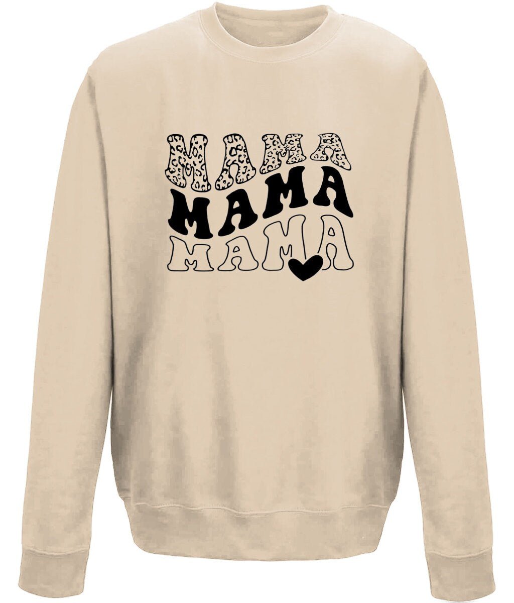 Mama mother's day crew neck sweatshirt - BoundlessLoveStore - X-Small -Desert Sand - Custom Mom Sweater - Custom Mum Jumper