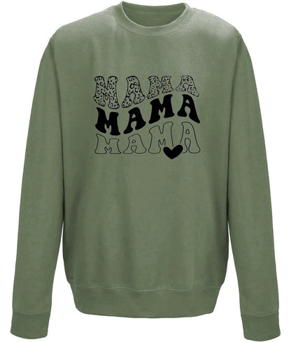 Mama mother's day crew neck sweatshirt - BoundlessLoveStore - X-Small - Earthy Green - Custom Mom Sweater - Custom Mum Jumper