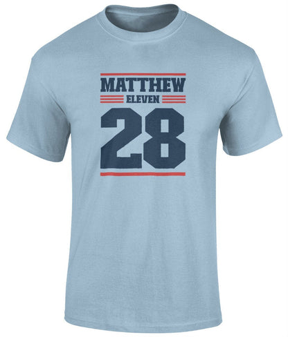 Matthew 11:28 Unisex T-Shirt, Faith T-Shirts - BoundlessLoveStore - Light Blue - Small - christian t shirts - christian tee