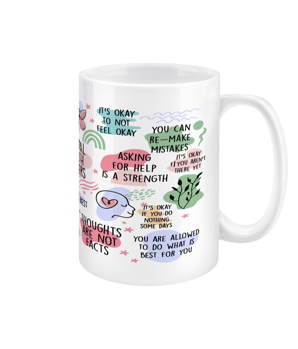 Mental Health Matters Daily Reminder Jumbo Affirmation Mug - BoundlessLoveStore - - Affirmation Mugs - Affirmations Gift