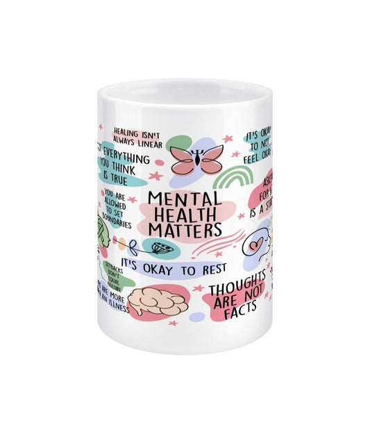 Mental Health Matters Daily Reminder Jumbo Affirmation Mug - BoundlessLoveStore - - Affirmation Mugs - Affirmations Gift