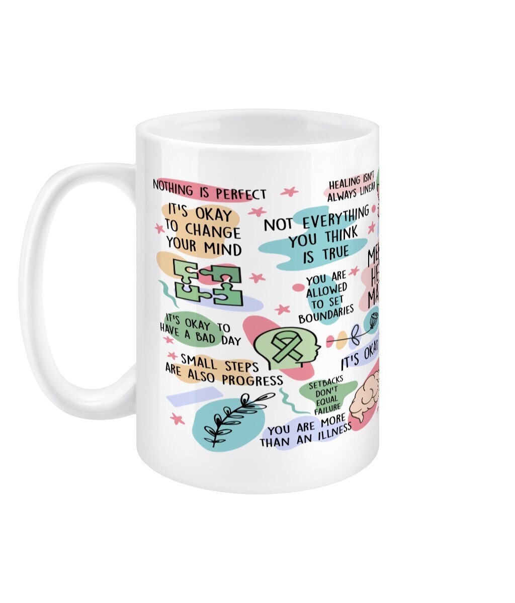 Mental Health Matters Daily Reminder Jumbo Affirmation Mug - BoundlessLoveStore - - Affirmation Mugs - Affirmations Gift