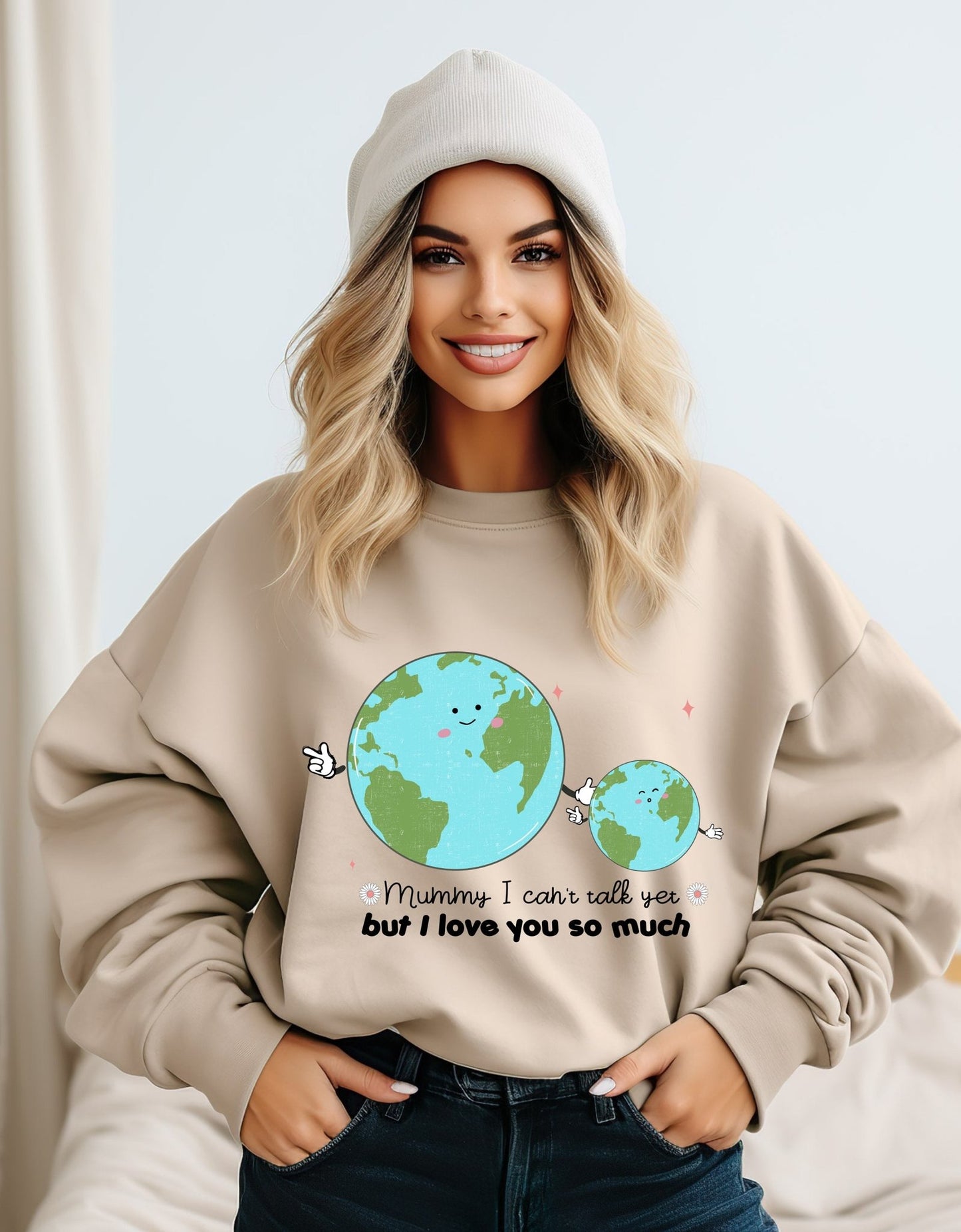 Mummy i can't talk yet but i love you so much mother's day sweatshirt - BoundlessLoveStore - X-Small - Nude - Jumper