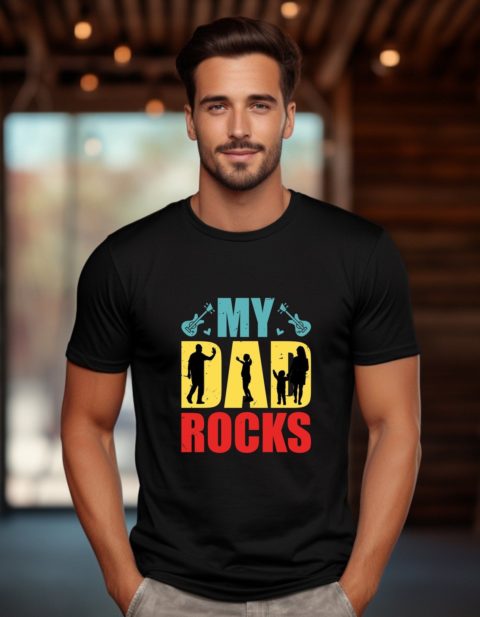 My Dad Rocks T-Shirt, Father's Day Gift, Funny Daddy's Tee - BoundlessLoveStore - Black - Small - Clothing - cool dad shirt