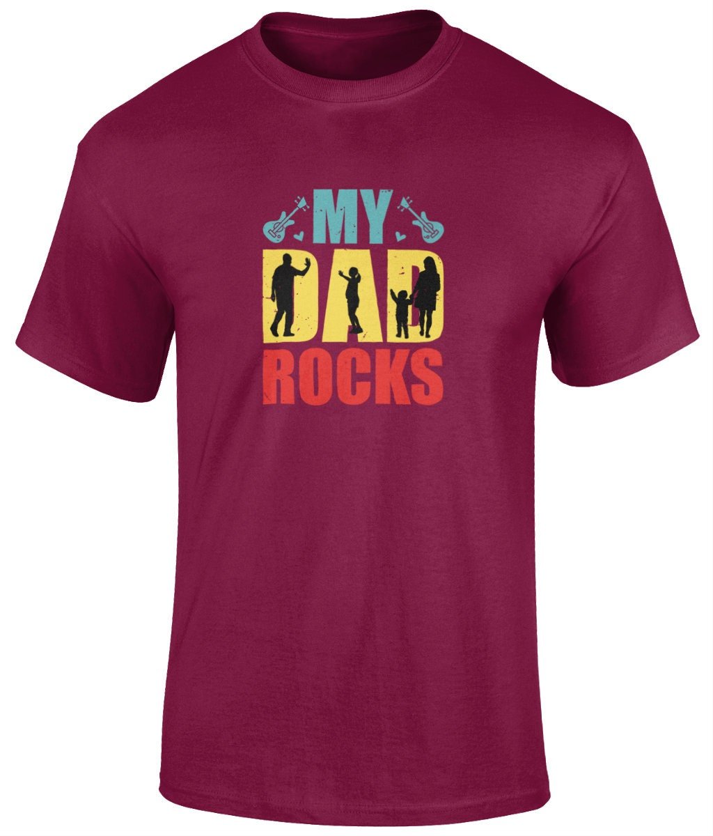 My Dad Rocks T-Shirt, Father's Day Gift, Funny Daddy's Tee - BoundlessLoveStore - Cardinal Red - Small - Clothing -