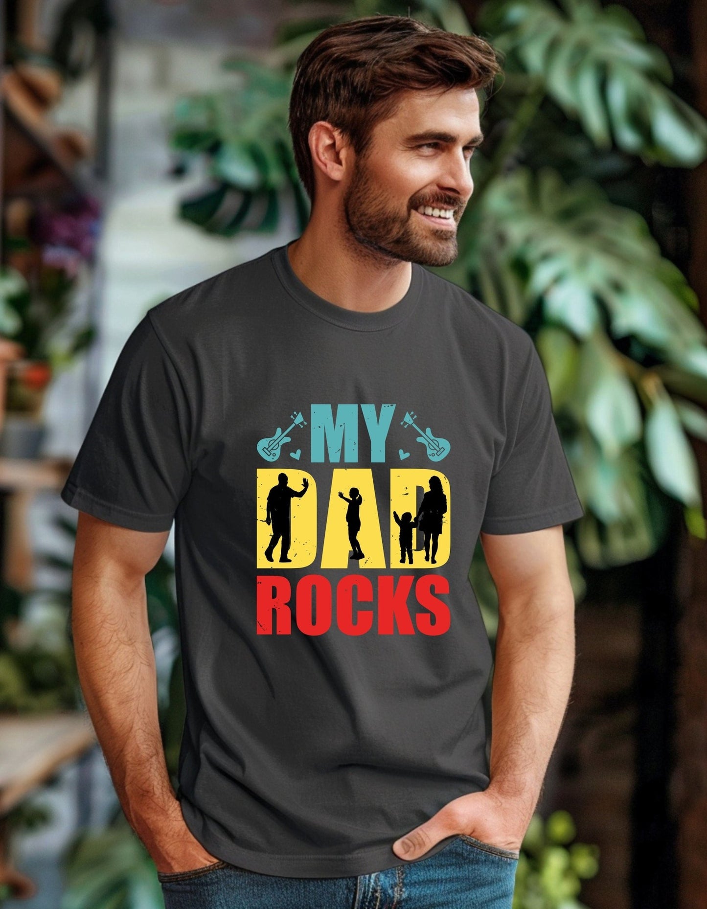 My Dad Rocks T-Shirt, Father's Day Gift, Funny Daddy's Tee - BoundlessLoveStore - Charcoal - Small - Clothing - c