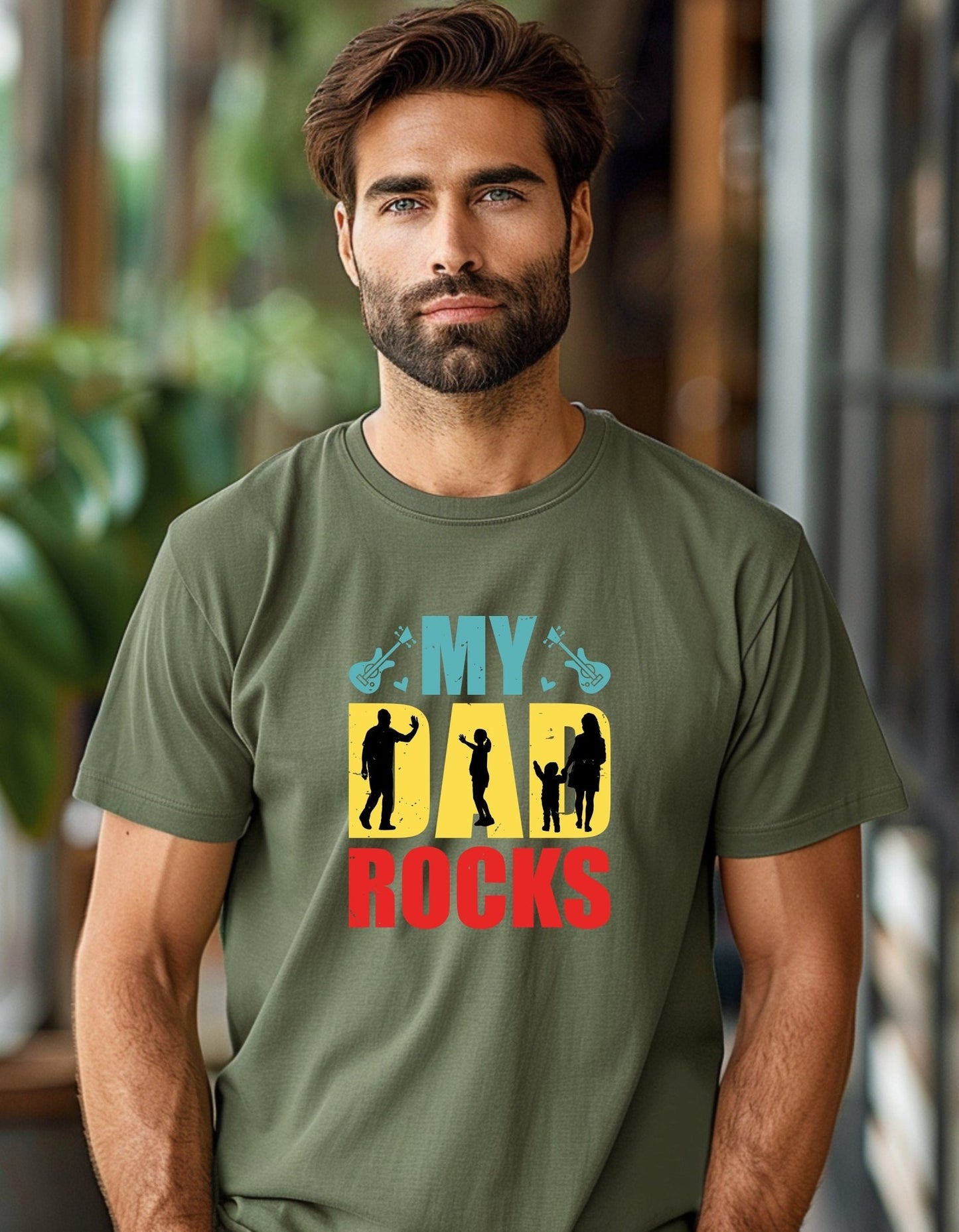 My Dad Rocks T-Shirt, Father's Day Gift, Funny Daddy's Tee - BoundlessLoveStore - Military Green - Small - Clothing -