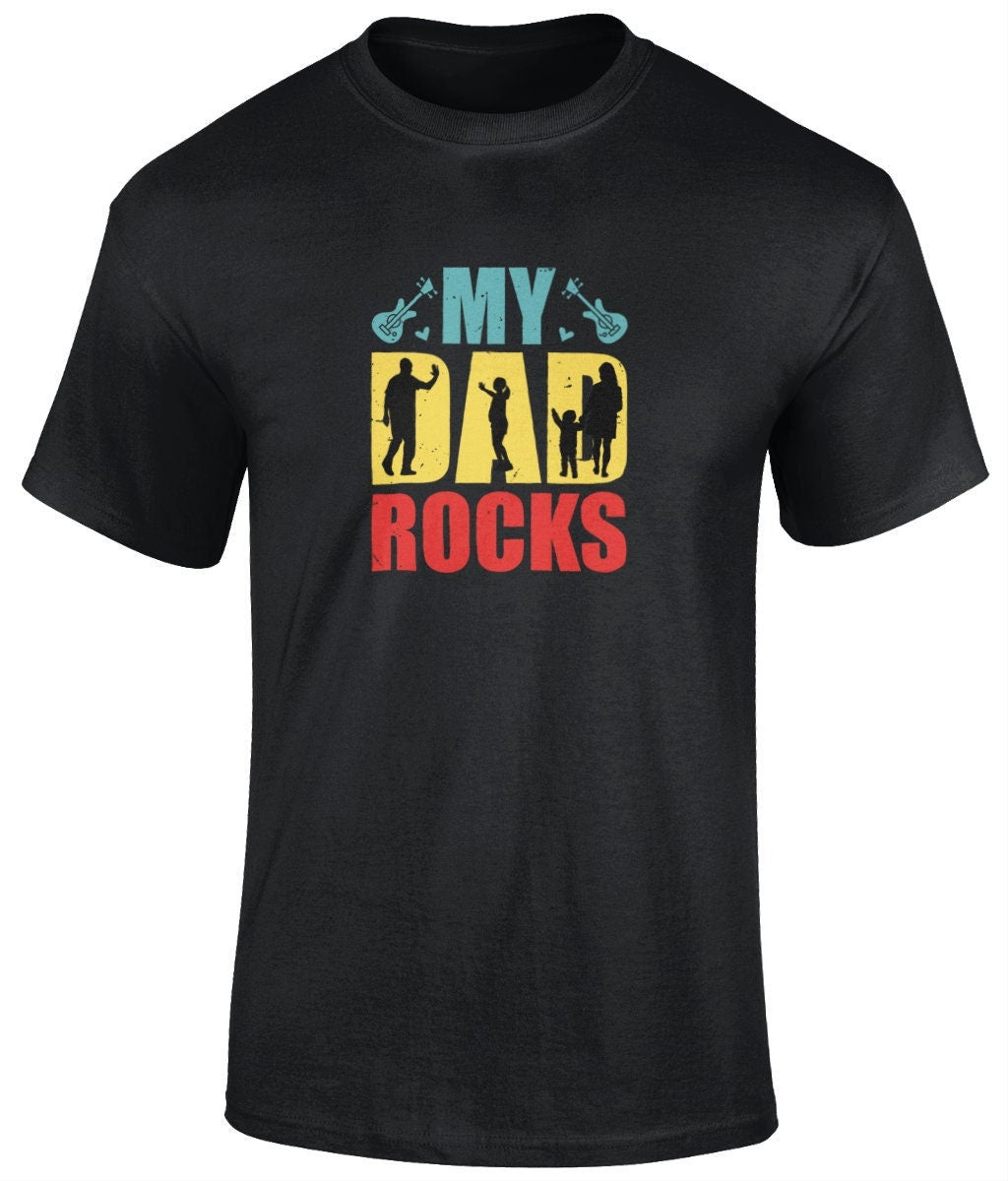 My Dad Rocks T-Shirt, Father's Day Gift, Funny Daddy's Tee - BoundlessLoveStore - Navy - Small - Clothing - cool dad shirt