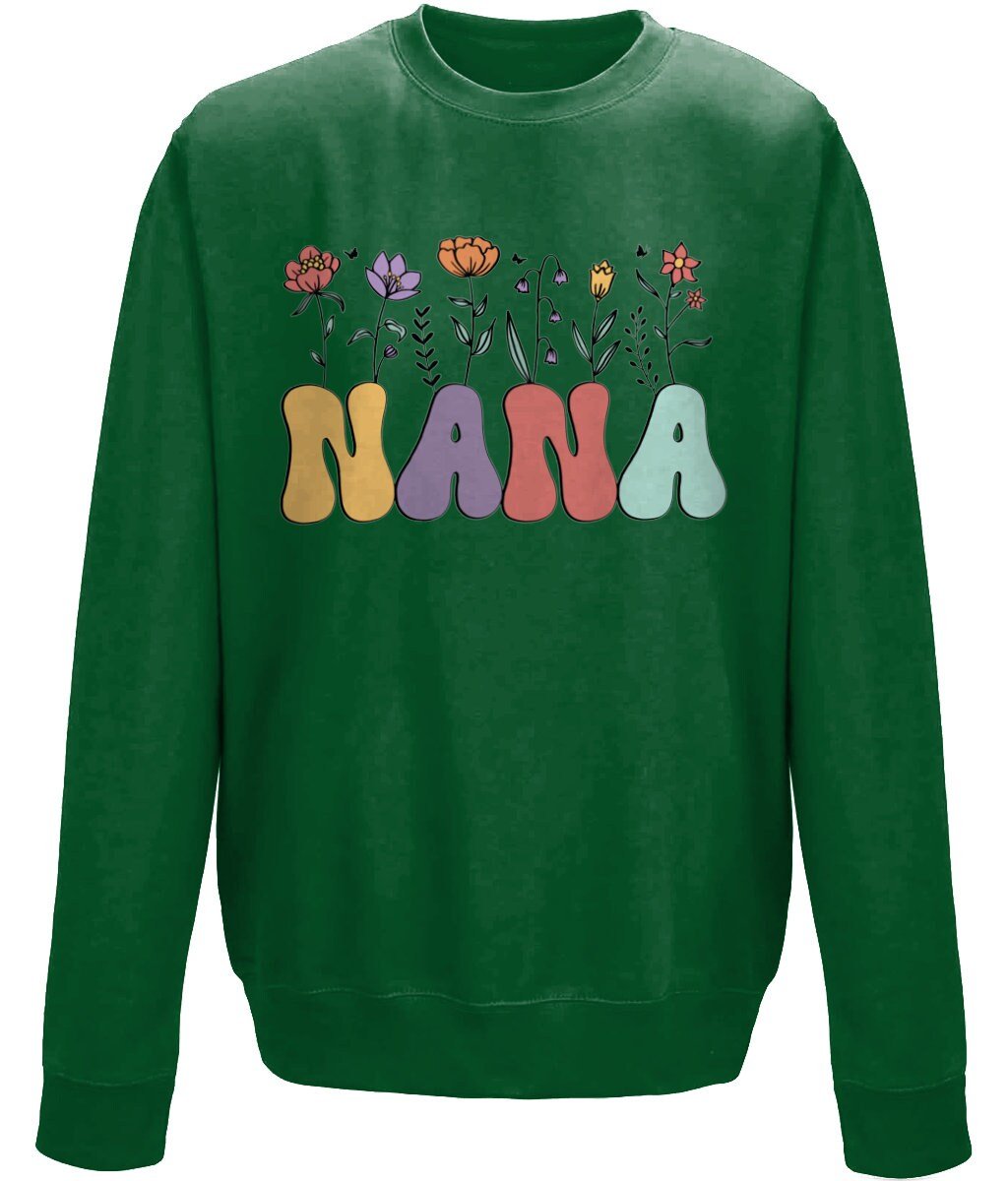 Nana mother's day crew neck sweatshirt - BoundlessLoveStore - X-Small - Bottle Green - Custom Mom Sweater - Custom Mum Jumper