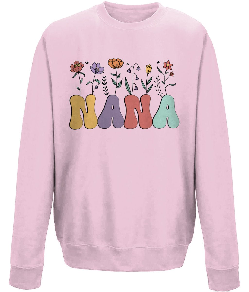 Nana mother's day crew neck sweatshirt - BoundlessLoveStore - X-Small -  Pink - Custom Mom Sweater - Custom Mum Jumper