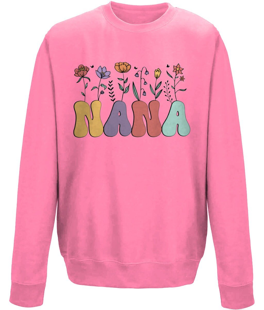 Nana mother's day sweatshirt - BoundlessLoveStore - X-Small - Candyfloss Pink - Custom Mom Sweater - Custom Mum Jumper