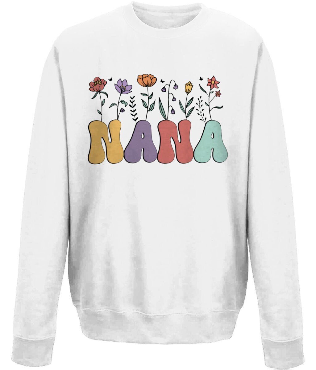 Nana mother's day crew neck sweatshirt - BoundlessLoveStore - X-Small - White- Custom Mom Sweater - Custom Mum Jumper