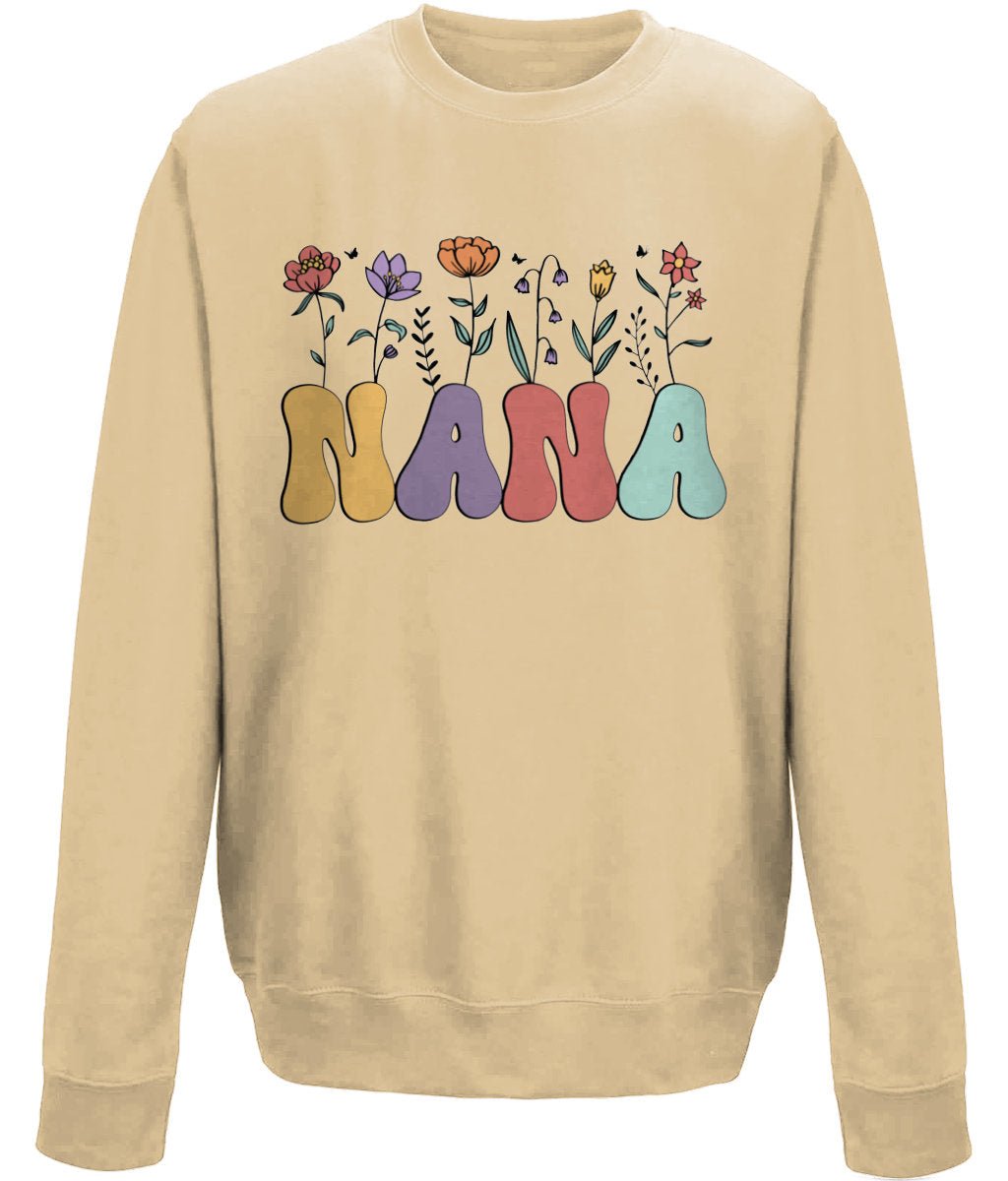 Nana mother's day crew neck sweatshirt - BoundlessLoveStore - X-Small - Desert Sand - Custom Mom Sweater - Custom Mum Jumper