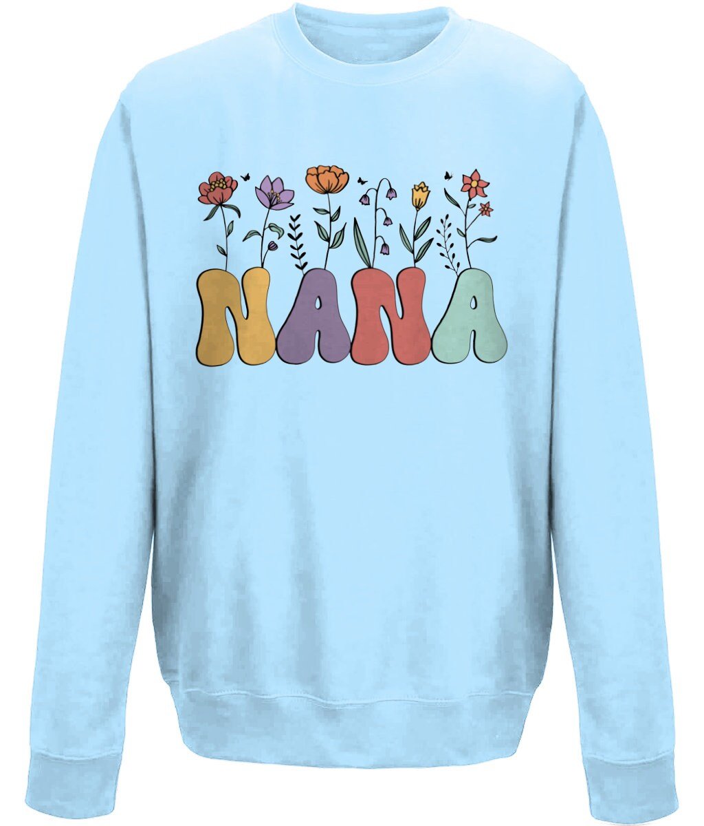 Nana mother's day crew neck sweatshirt - BoundlessLoveStore - X-Small - Sky Blue - Custom Mom Sweater - Custom Mum Jumper