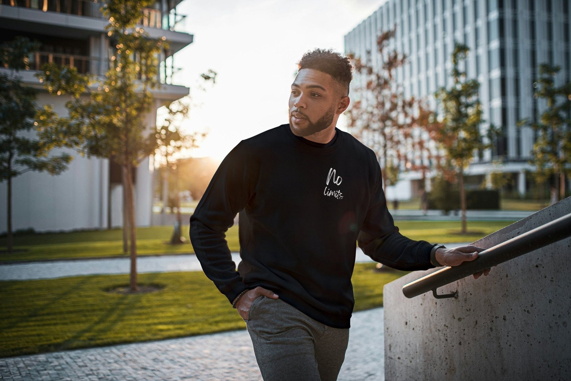 No Limits Crew Neck Unisex Sweatshirt - BoundlessLoveStore - XS - Deep Black - Clothing - College Sweatshirt