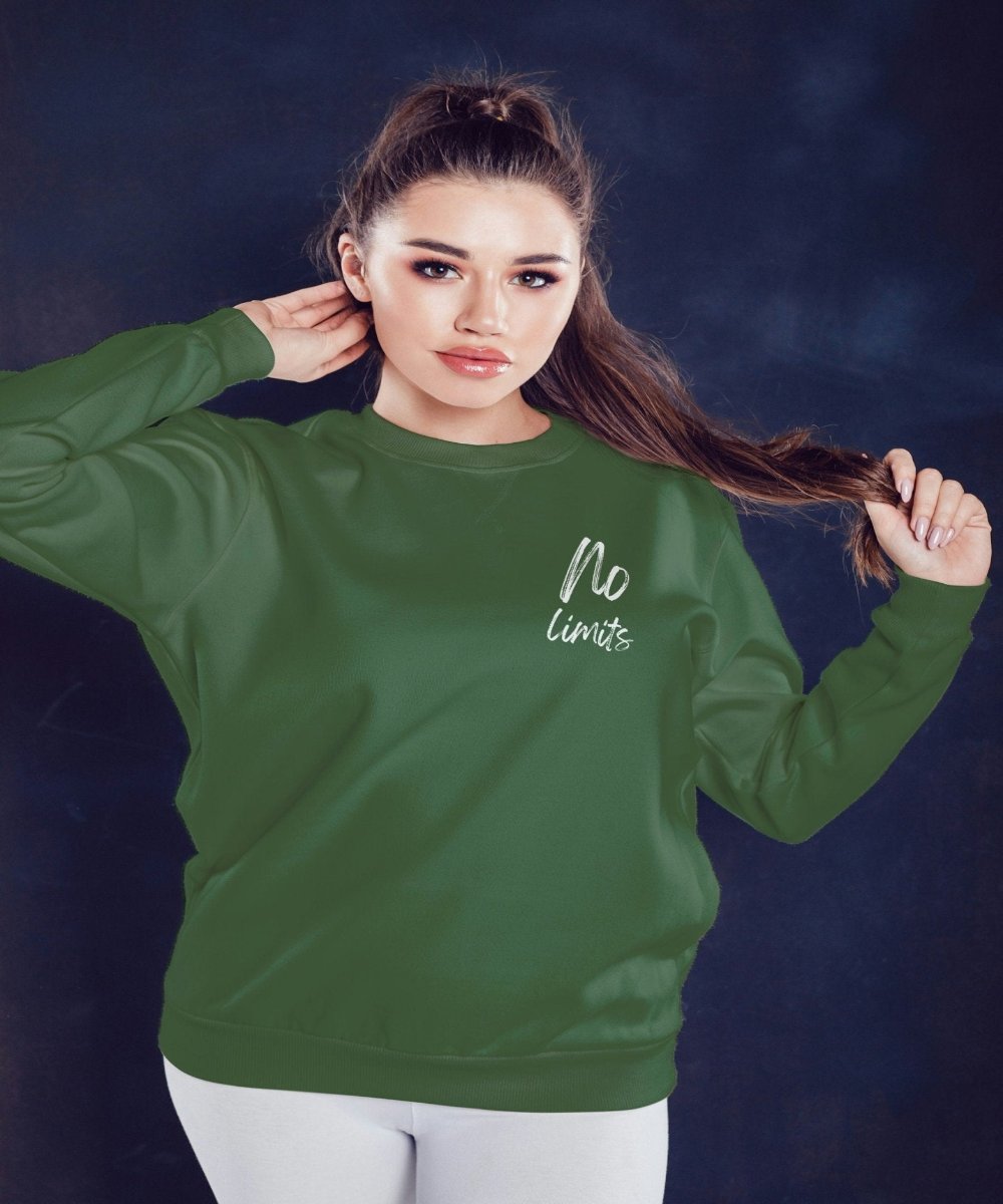 No Limits Crew Neck Unisex Sweatshirt - BoundlessLoveStore - XS - Earthy Green - Clothing - College Sweatshirt