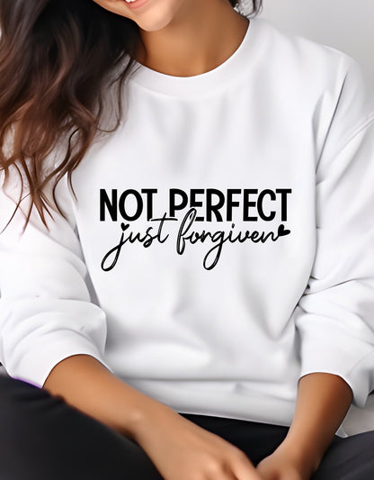 Not Perfect Just Forgiven unisex sweatshirt - BoundlessLoveStore - X-Small - Arctic White - Christian Sweatshirt - Clothing