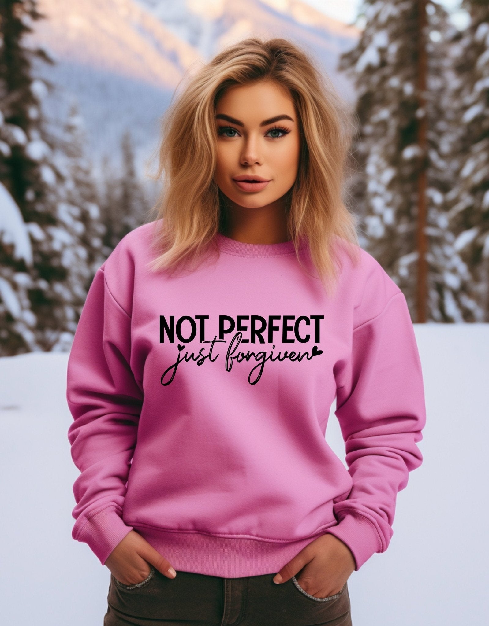 Not Perfect Just Forgiven unisex  sweatshirt - BoundlessLoveStore - X-Small - Candyfloss Pink - Christian Sweatshirt