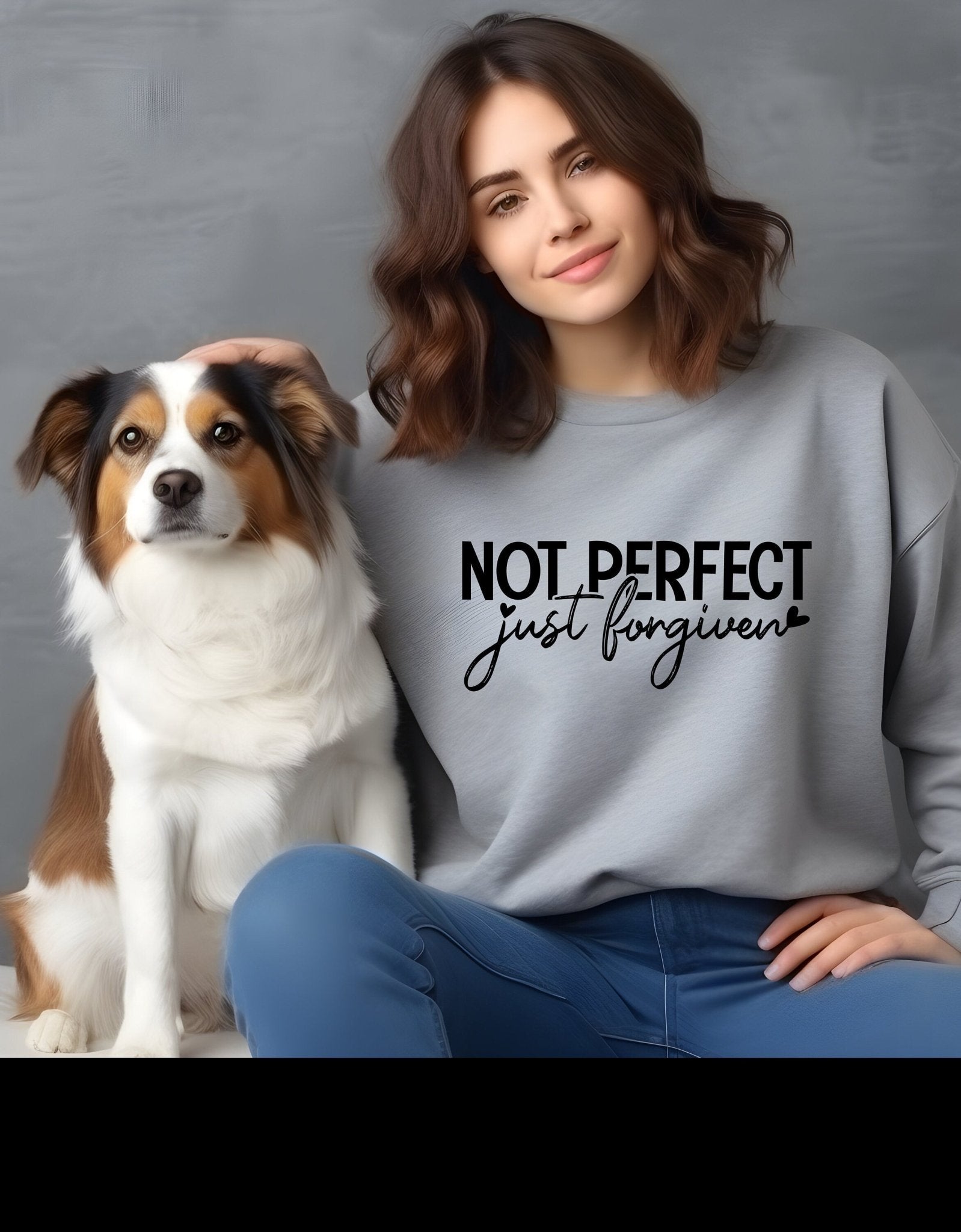 Not Perfect Just Forgiven unisex  sweatshirt - BoundlessLoveStore - X-Small - Graphite Heather - Christian Sweatshirt -