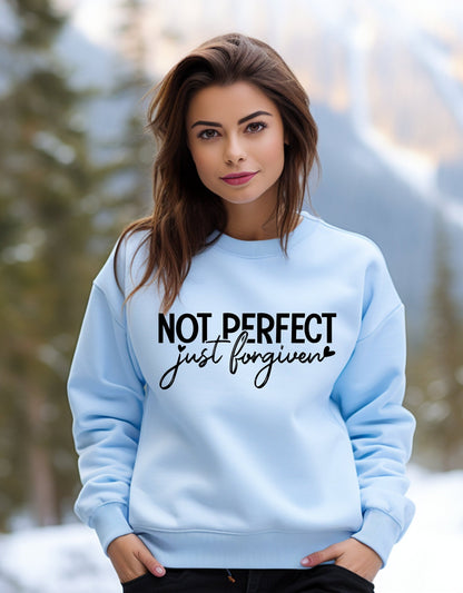 Not Perfect Just Forgiven unisex sweatshirt - BoundlessLoveStore - X-Small - Sky Blue - Christian Sweatshirt - Clothing