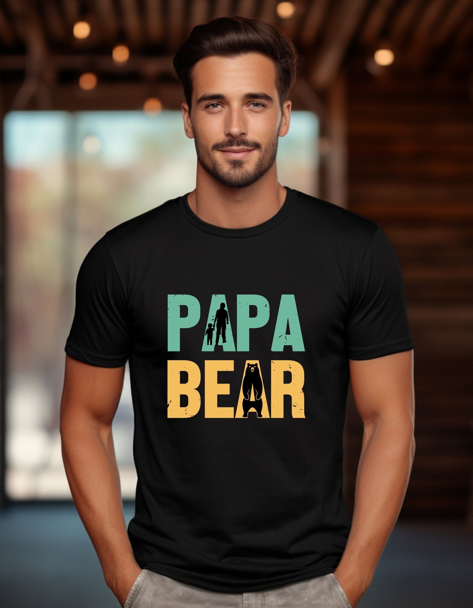 Papa Bear T-Shirt, Father's Day Gift, Funny Dad Tee - BoundlessLoveStore - Black - Small - Clothing - cool dad shirt