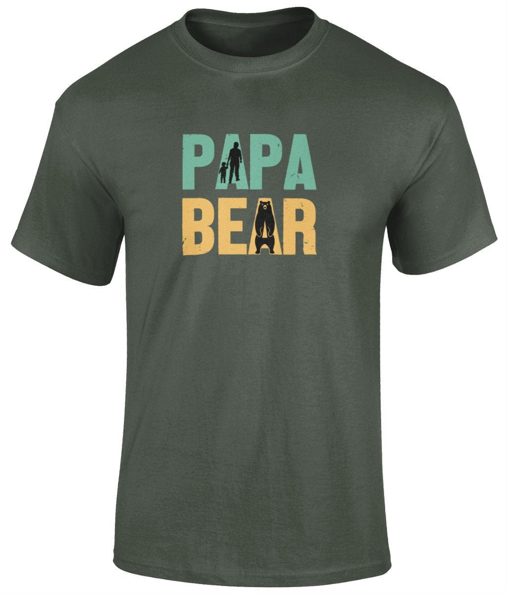 Papa Bear T-Shirt, Father's Day Gift, Funny Dad Tee - BoundlessLoveStore - Charcoal - Small - Clothing - cool dad shirt