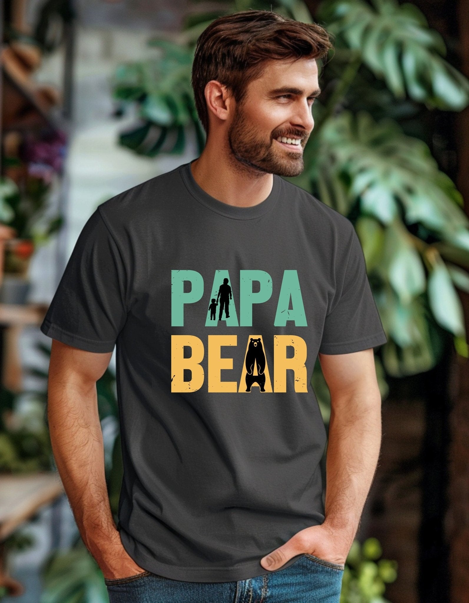 Papa Bear T-Shirt, Father's Day Gift, Funny Dad Tee - BoundlessLoveStore - Charcoal - Small - Clothing - cool dad shirt