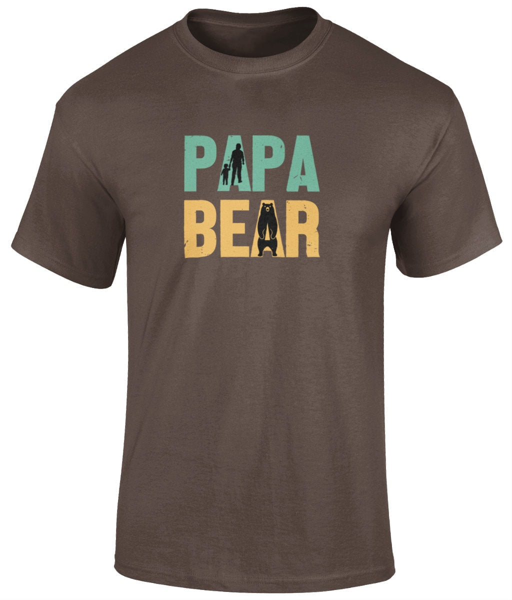 Papa Bear T-Shirt, Father's Day Gift, Funny Dad Tee - BoundlessLoveStore - Dark Chocolate - Small - Clothing - cool dad shirt