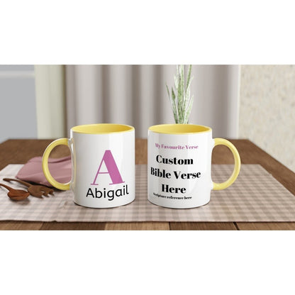 Personalise this mug by adding your name and favourite scripture - BoundlessLoveStore - Yellow -Gift Idea- Christian mug gift