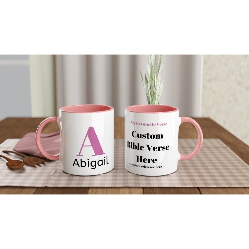 Personalise this mug by adding your name and favourite scripture - BoundlessLoveStore - Pink -Gift Idea - Christian mug gift