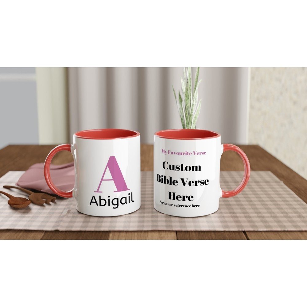 Personalise this mug by adding your name and favourite scripture - BoundlessLoveStore - Red -Gift Idea - Christian mug gift