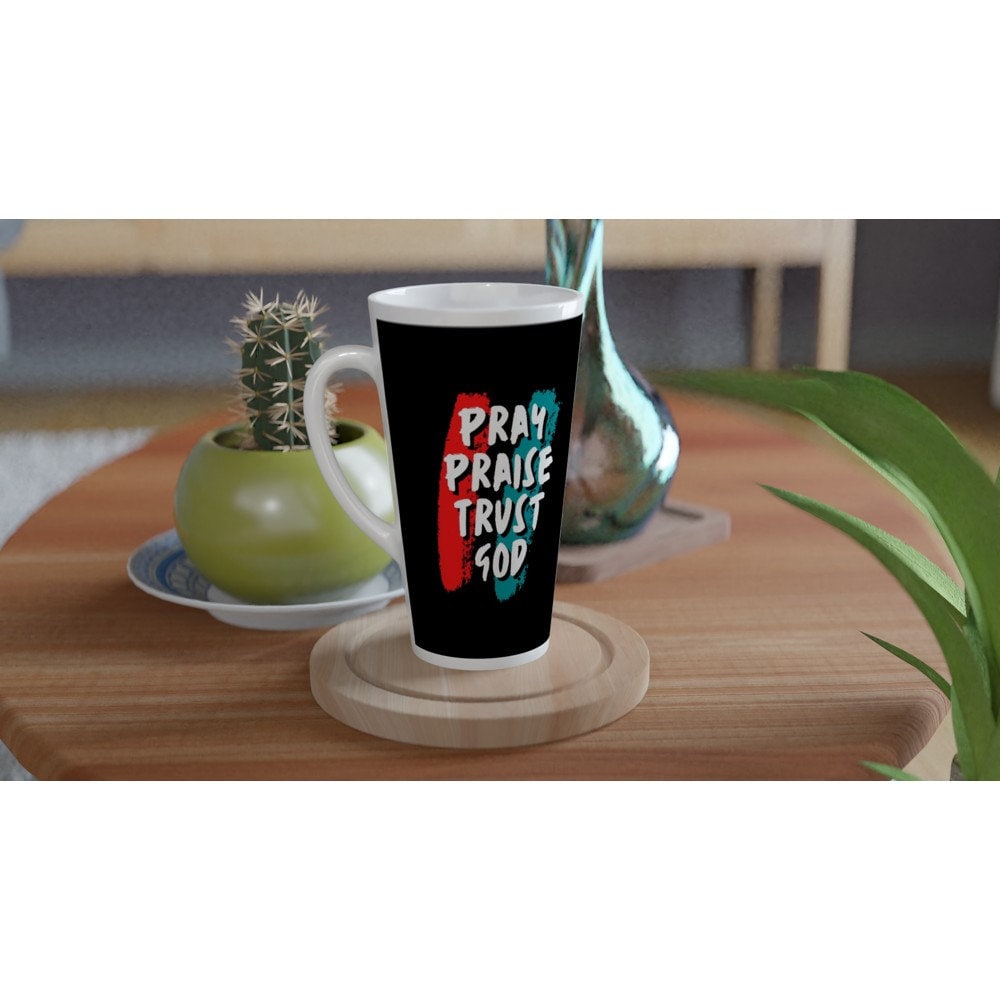 Pray Praise Trust God jumbo latte mug - BoundlessLoveStore - - birthday gift friend - Christian mug gift