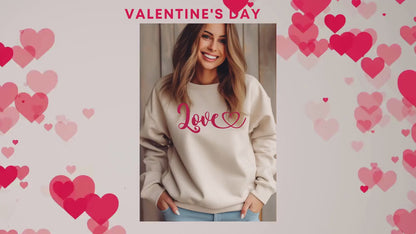 Love pink heart Sweater, Valentines Day Gift, Love Sweatshirt, Cute Valentine Top, Valentines Sweatshirt, Mens Valentine, Womens Valentines