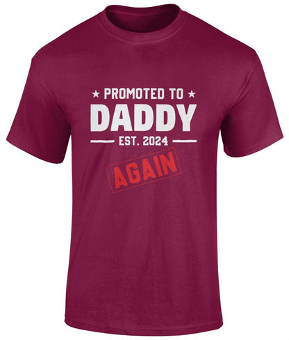 Promoted To Daddy Est. 2024 Again T-Shirt, Father's Day Gift - BoundlessLoveStore - Cardinal Red - Small - Clothing -