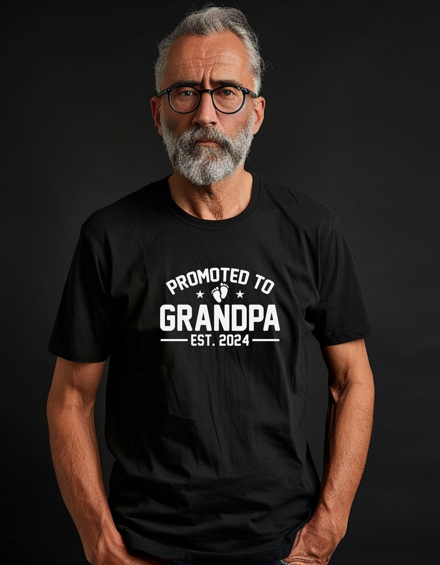 Promoted To Grandpa EST. 2024 T-Shirt, Father's Day Gift - BoundlessLoveStore - Black - Small - Clothing - cool dad shirt