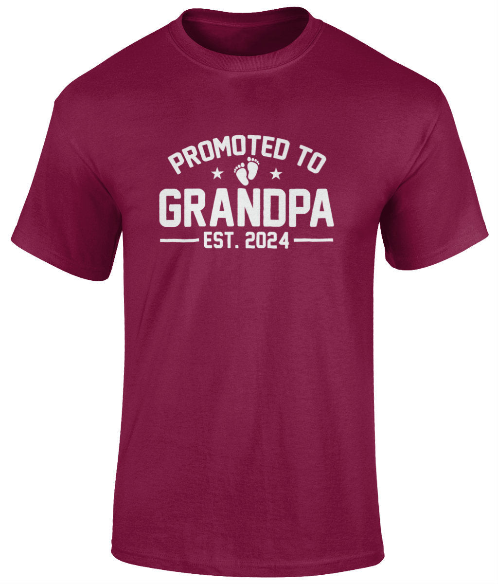 Promoted To Grandpa EST. 2024 T-Shirt, Father's Day Gift - BoundlessLoveStore - Cardinal Red - Small - Clothing -