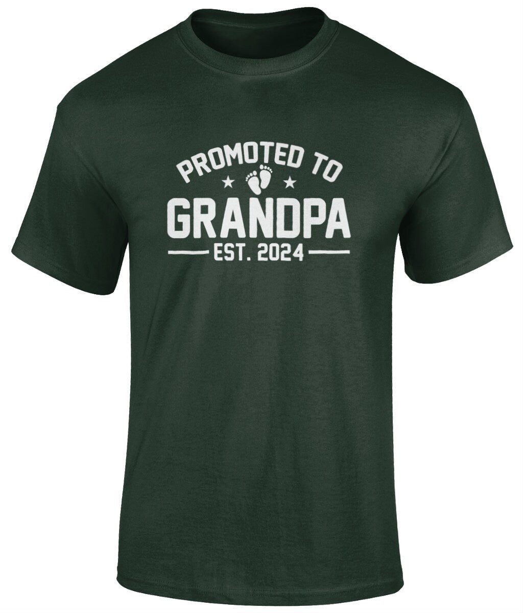 Promoted To Grandpa EST. 2024 T-Shirt, Father's Day Gift - BoundlessLoveStore - Forest - Small - Clothing - cool dad shirt