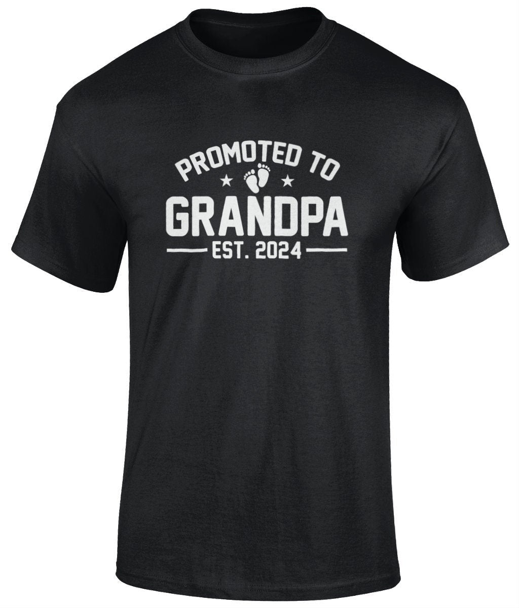 Promoted To Grandpa EST. 2024 T-Shirt, Father's Day Gift - BoundlessLoveStore -black - Small - Clothing - cool dad shirt