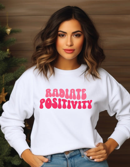 Radiate positivity mental health sweatshirt - BoundlessLoveStore - X-Small - Arctic White - couple sweatshirt -  sweatshirt