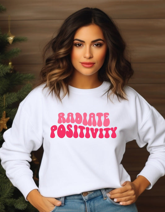 Radiate positivity mental health sweatshirt - BoundlessLoveStore - X-Small - Arctic White - couple sweatshirt -  sweatshirt