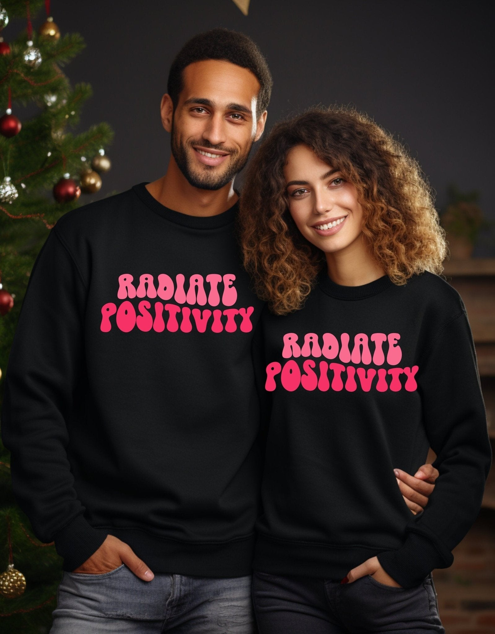 Radiate positivity mental health sweatshirt - BoundlessLoveStore - X-Small - Jet Black - couple sweatshirt - sweatshirt