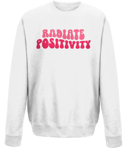 Radiate positivity mental health crew neck sweatshirt - BoundlessLoveStore - X-Small - white - couple sweatshirt - sweatshirt