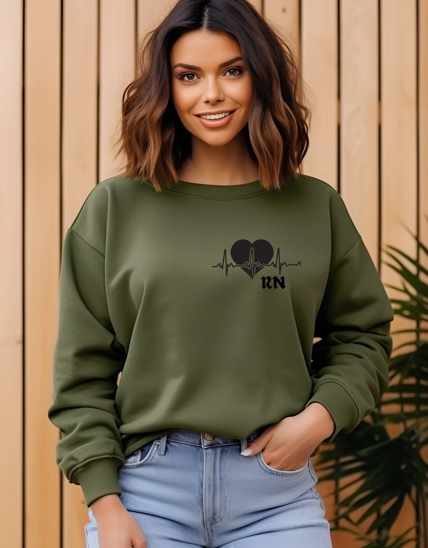 Registered Nurse crew neck sweatshirt - BoundlessLoveStore - X-Small - Earthy Green - Funny sweatshirt - Gift for nurse